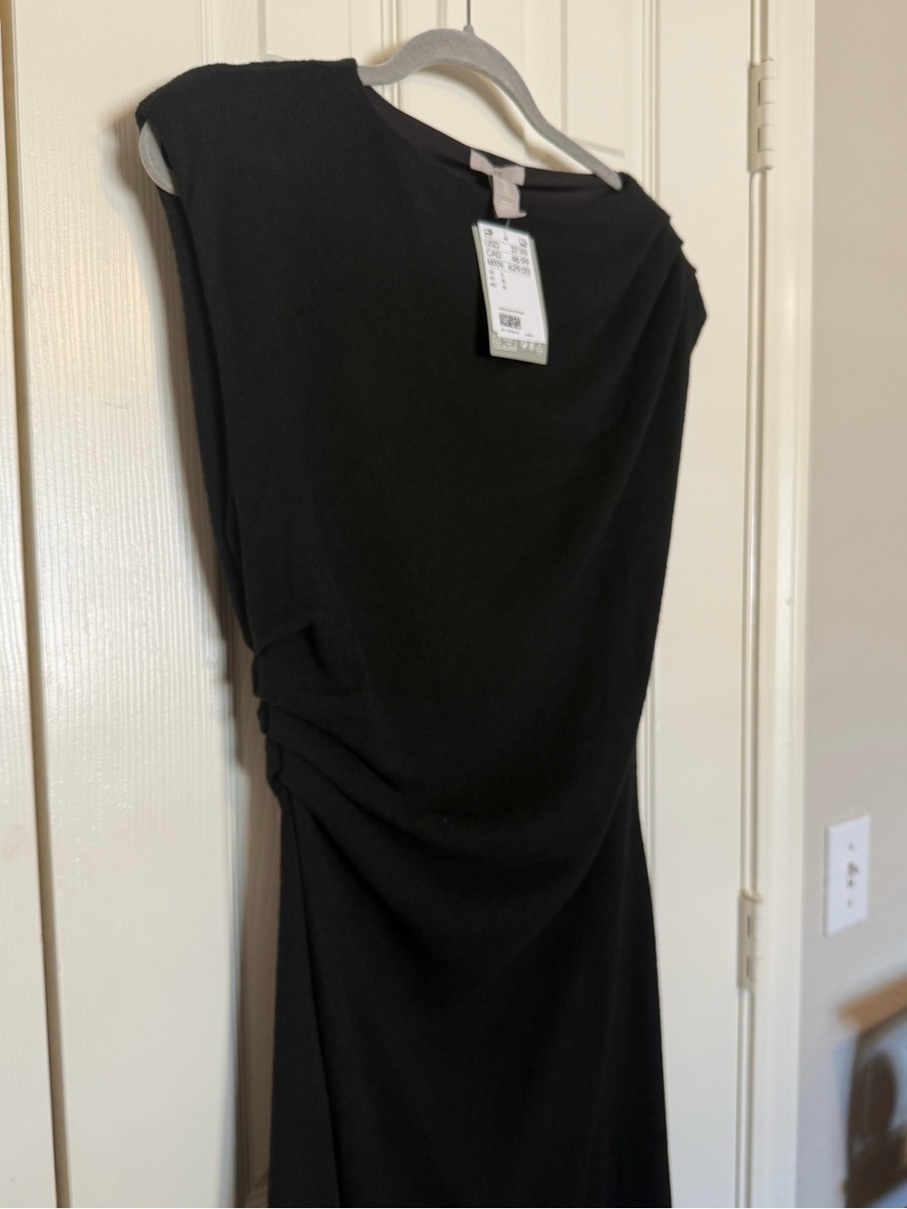 NWT H&M Black Midi Dress with Cap Sleeves - Picture 3 of 5
